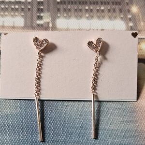 Kohl's Rose Gold Hearted Chain Earrings NWT